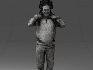 000198 Grandfather with Grandson on Shoulders 1023 3D Model