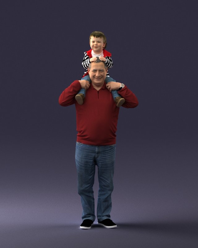 grandfather with boy 1023 3d print ready Modèles 3D en vedette .c4d .max .obj .3ds .fbx .stl .blend 