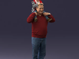 000198 Grandfather with Grandson on Shoulders 1023 3dp 3D Print Model