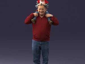 000198 Grandfather with Grandson on Shoulders 1023 3dp 3D Print Model