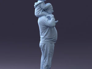 000198 Grandfather with Grandson on Shoulders 1023 3dp 3D Print Model