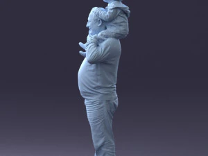 000198 Grandfather with Grandson on Shoulders 1023 3dp 3D Print Model
