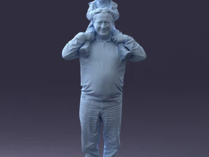 000198 Grandfather with Grandson on Shoulders 1023 3dp 3D Print Model