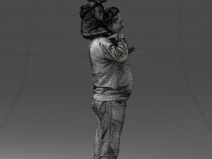 000198 Grandfather with Grandson on Shoulders 1023 3dp 3D Print Model