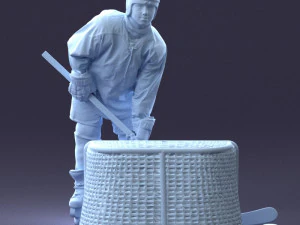 000296 Hockey Player with Goal Sports 1014 3D Model