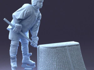 000296 Hockey Player with Goal Sports 1014 3D Model