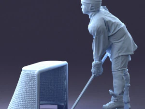 000296 Hockey Player with Goal Sports 1014 3D Model