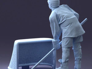 000296 3D Printable Hockey Player with Goal Sports Figurine 1014 3dp 3D Print Model