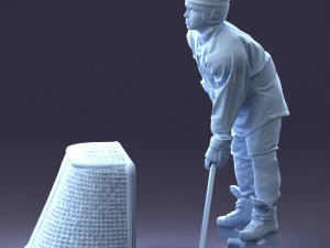 000296 3D Printable Hockey Player with Goal Sports Figurine 1014 3dp 3D Print Model
