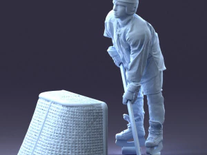 000296 3D Printable Hockey Player with Goal Sports Figurine 1014 3dp 3D Print Model