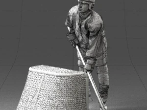 000296 3D Printable Hockey Player with Goal Sports Figurine 1014 3dp 3D Print Model