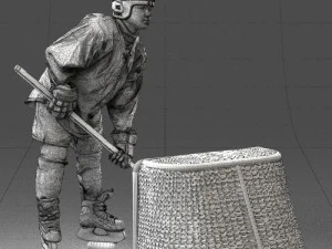 000296 3D Printable Hockey Player with Goal Sports Figurine 1014 3dp 3D Print Model