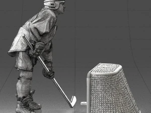 000296 3D Printable Hockey Player with Goal Sports Figurine 1014 3dp 3D Print Model