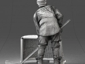 000296 3D Printable Hockey Player with Goal Sports Figurine 1014 3dp 3D Print Model