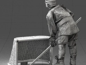 000296 3D Printable Hockey Player with Goal Sports Figurine 1014 3dp 3D Print Model