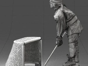 000296 3D Printable Hockey Player with Goal Sports Figurine 1014 3dp 3D Print Model