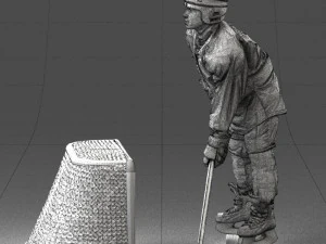 000296 3D Printable Hockey Player with Goal Sports Figurine 1014 3dp 3D Print Model