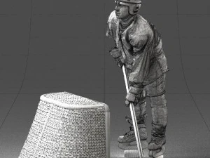 000296 3D Printable Hockey Player with Goal Sports Figurine 1014 3dp 3D Print Model