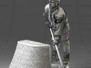 000296 3D Printable Hockey Player with Goal Sports Figurine 1014 3dp 3D Print Model