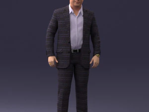 000281 Businessman in Checked Suit 0730 3D Model