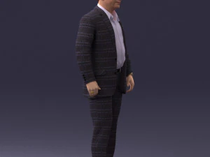 000281 Businessman in Checked Suit 0730 3D Model