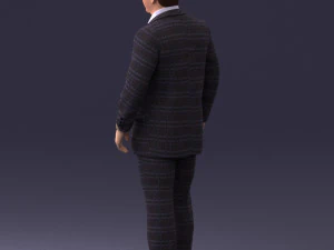 000281 Businessman in Checked Suit 0730 3D Model