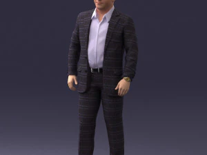000281 Businessman in Checked Suit 0730 3D Model