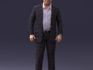 000281 Businessman in Checked Suit 0730 3D Model