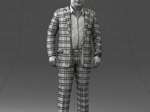 000281 Businessman in Checked Suit 0730 3D Model