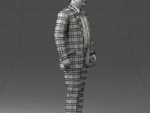000281 Businessman in Checked Suit 0730 3D Model
