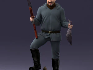 000267 Hunter with Rifle and Trophy 0527 3D Model