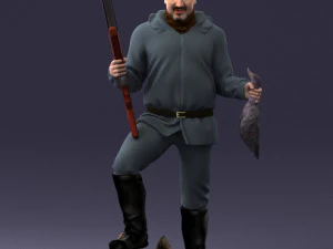 000267 Hunter with Rifle and Trophy 0527 3dp 3D Print Model