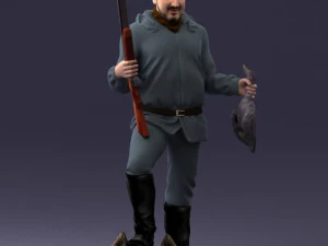 000267 Hunter with Rifle and Trophy 0527 3dp 3D Print Model