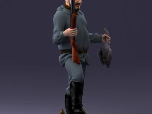 000267 Hunter with Rifle and Trophy 0527 3dp 3D Print Model