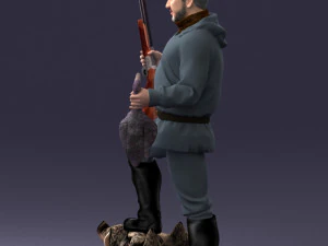 000267 Hunter with Rifle and Trophy 0527 3dp 3D Print Model