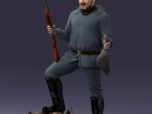 000267 Hunter with Rifle and Trophy 0527 3dp 3D Print Model