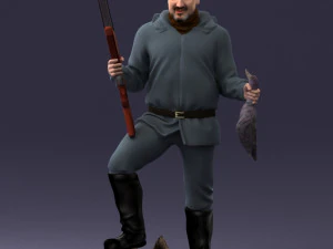 000267 Hunter with Rifle and Trophy 0527 3dp 3D Print Model