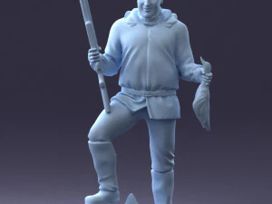 000267 Hunter with Rifle and Trophy 0527 3dp 3D Print Model