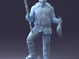 000267 Hunter with Rifle and Trophy 0527 3dp 3D Print Model