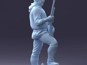 000267 Hunter with Rifle and Trophy 0527 3dp 3D Print Model