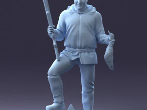 000267 Hunter with Rifle and Trophy 0527 3dp 3D Print Model