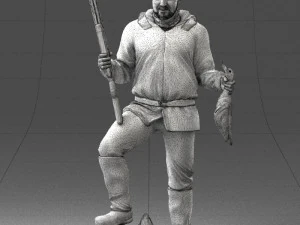 000267 Hunter with Rifle and Trophy 0527 3dp 3D Print Model