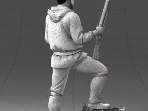 000267 Hunter with Rifle and Trophy 0527 3dp 3D Print Model