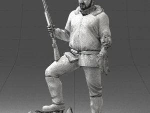 000267 Hunter with Rifle and Trophy 0527 3dp 3D Print Model