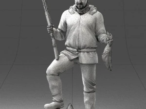 000267 Hunter with Rifle and Trophy 0527 3dp 3D Print Model