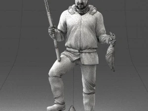000267 Hunter with Rifle and Trophy 0527 3dp 3D Print Model