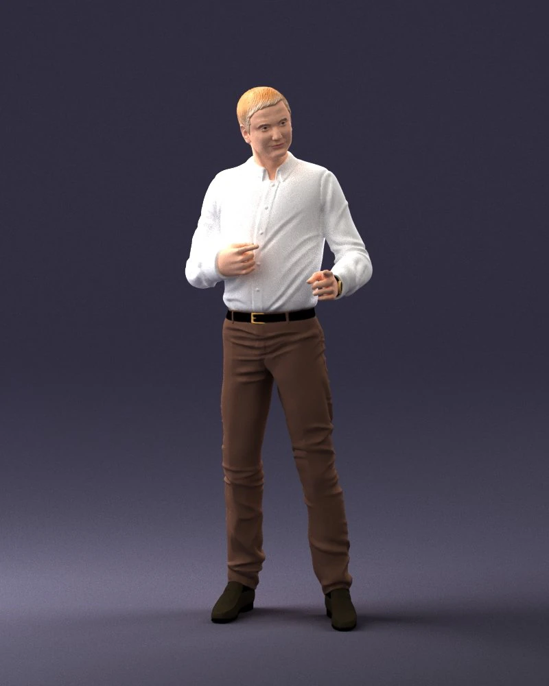 000232 白いシャツを着た男性のカジュアルな自信のあるポーズ 1217 3Dモデル .c4d .max .obj .3ds .fbx .stl .blend 