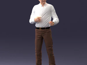 000232 Pose Percaya Diri Kasual Pria Berkemeja Putih 1217 3dp Model Cetak 3D
