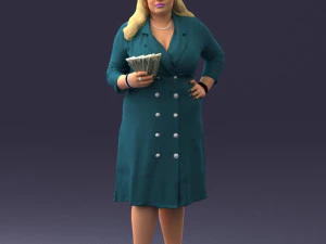 000332 Donna sicura di sé con denaro 0122 Modello 3D