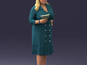 000332 Confident Woman with Money 0122 3dp 3D Print Model